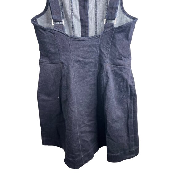 Free People Gimme More Denim Button-Front Mini Dress Adjustable Straps Medium - Picture 13 of 15
